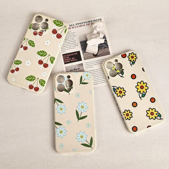 iPhone 13 Pro Max Case,Cute Vintage Yellow Flowers Pattern Design (Red Dots) - Picture 4 of 7